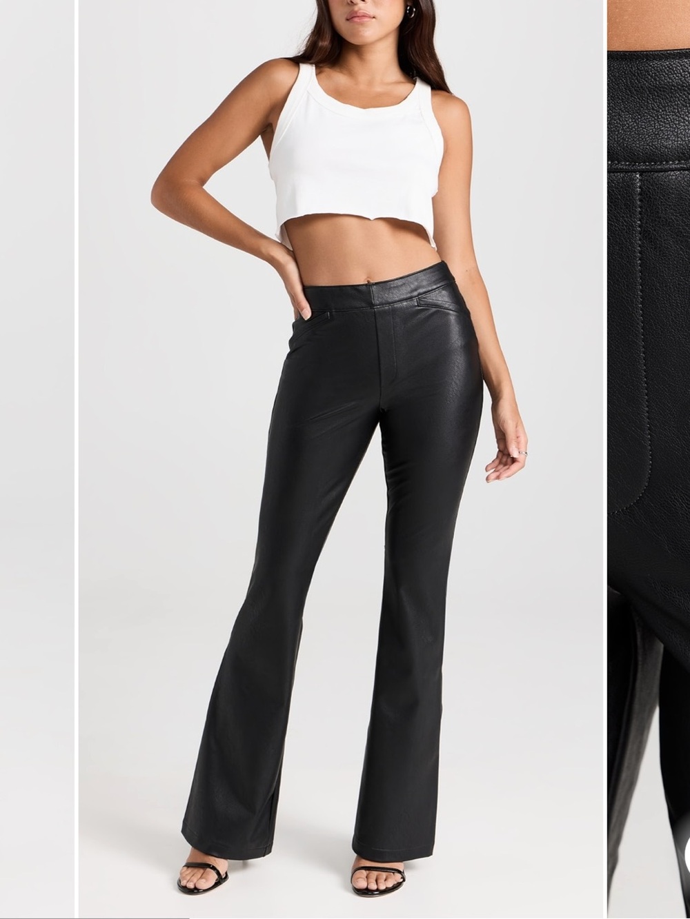 Spanx black faux leather flare pants S